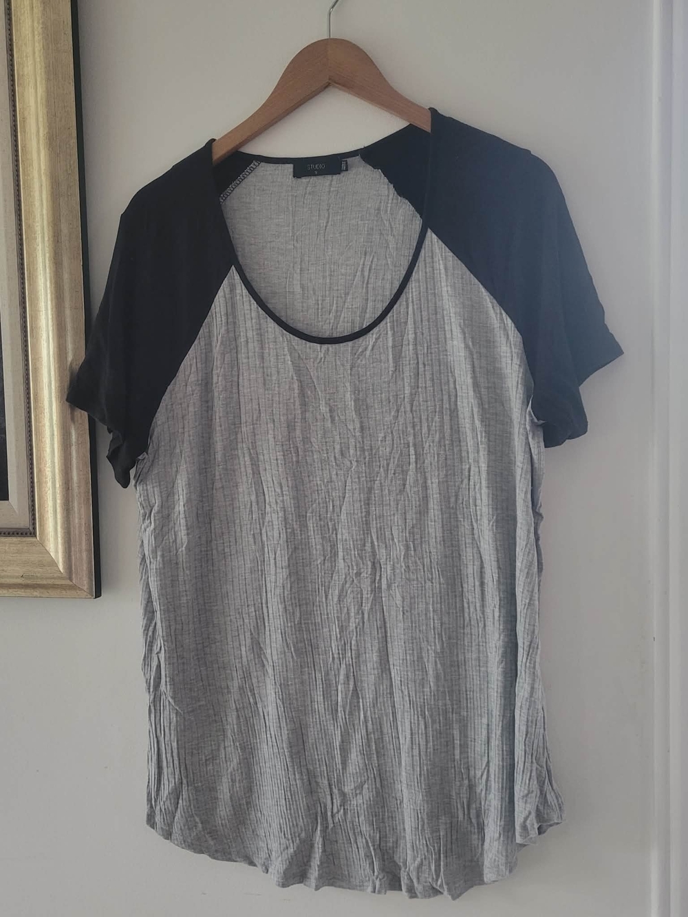 Studio Black & Light Gray Short Sleeve Raglan Tee